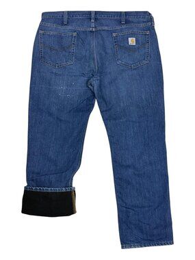 CARHARTT Fleece Lined Jeans Winter Work Relaxed Fit Denim Pants Mens 40x32